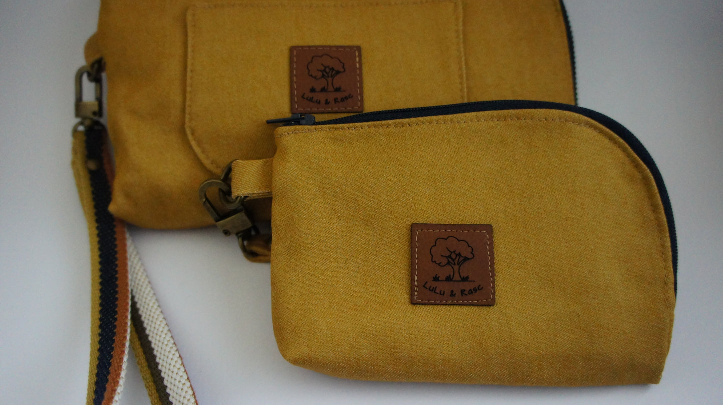 Ochre Denim Wristlet