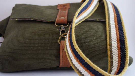 Khaki Bedford Cord Cross body bag